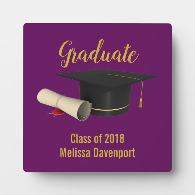 Graduierungsobergrenze und Diplom für die Lila Kla Fotoplatte (Vorderseite)