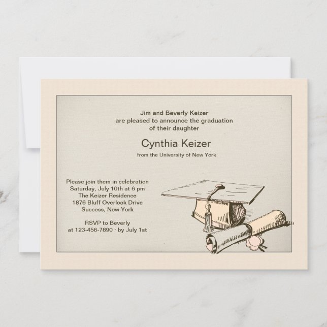 Graduierungsobergrenze und Einladung zum Diplom (Vorderseite)