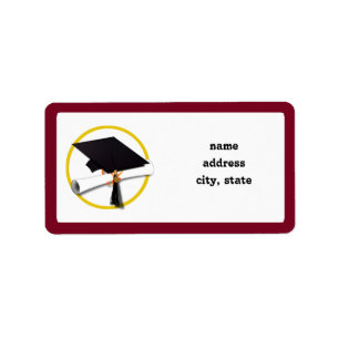Graduierungspapier & Diploma - Rot Adressaufkleber