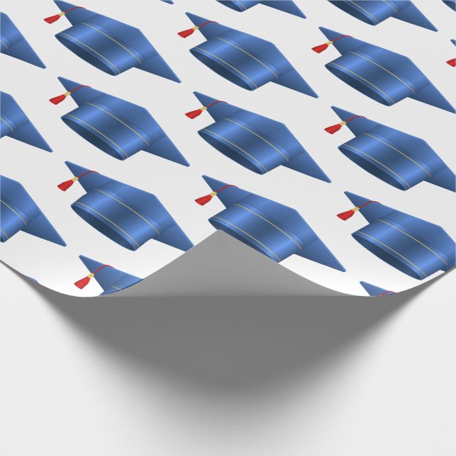 Graduierungspapier Tassle Blue Wrapping Paper Geschenkpapier (Ecke)