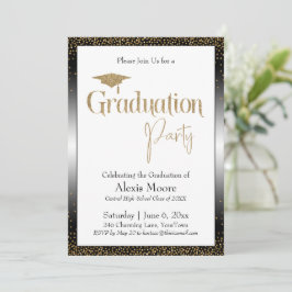 Graduierungspartei Borded Gold Confetti Einladung