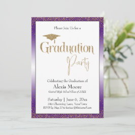 Graduierungspartei Bright Lila Ombre Gold Confetti Einladung