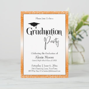 Graduierungspartei Bright Orange Ombre Confetti Einladung