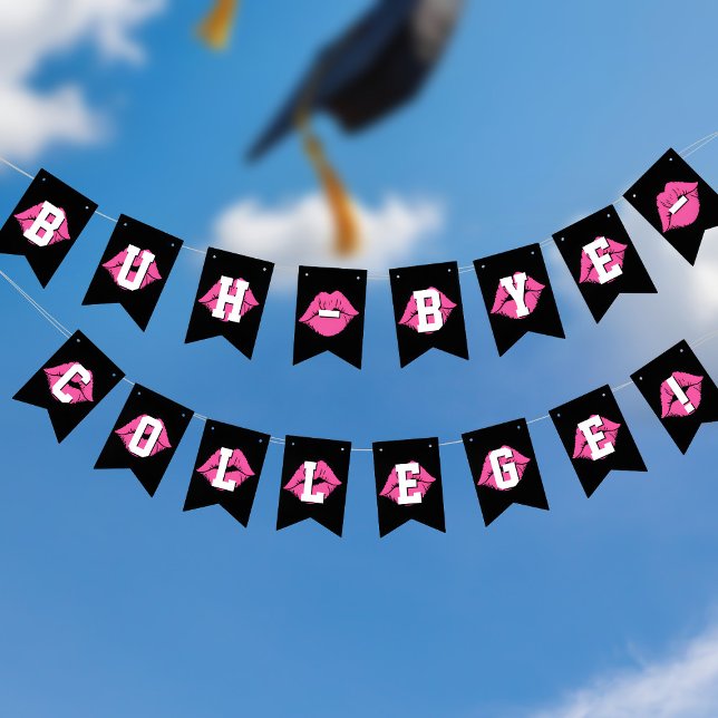 Graduierungspartei Bunting Flags Buh Bye Uni Wimpelkette (Buh Bye College! Fun bunting flags for your graduation party!)