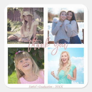 Graduierungspartei Custom Foto Collage Quadratischer Aufkleber