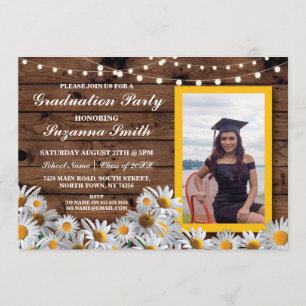 Graduierungspartei Daisy Wood Foto Invite Grad Einladung