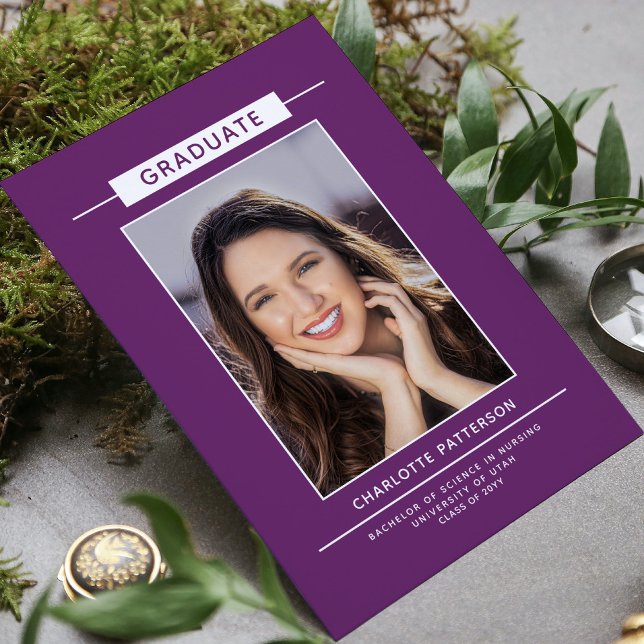 Graduierungspartei Einfaches Modernes Skript-Foto  Einladung (Von Creator hochgeladen)