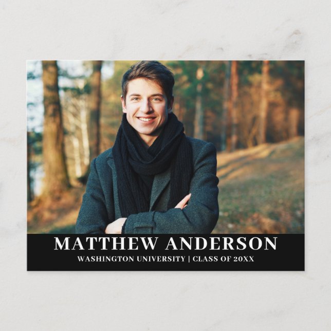 Graduierungspartei Einladung Graduate Foto Blk (Vorderseite)