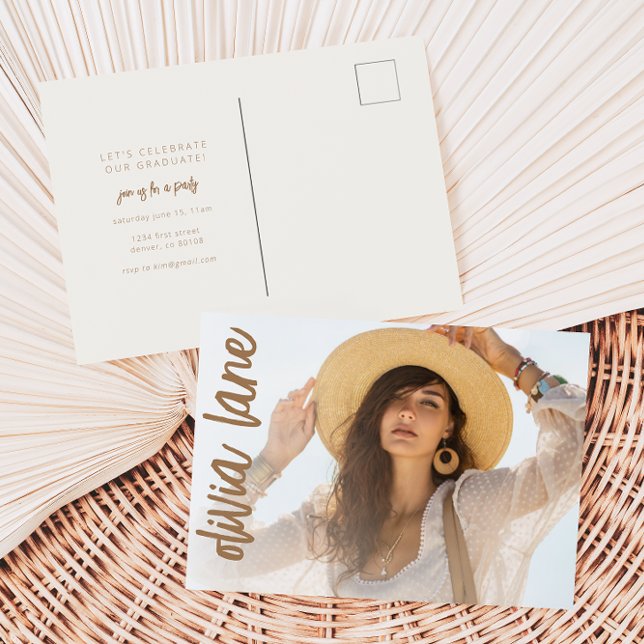Graduierungspartei Einladung Postkarte mit Foto (Von Creator hochgeladen)