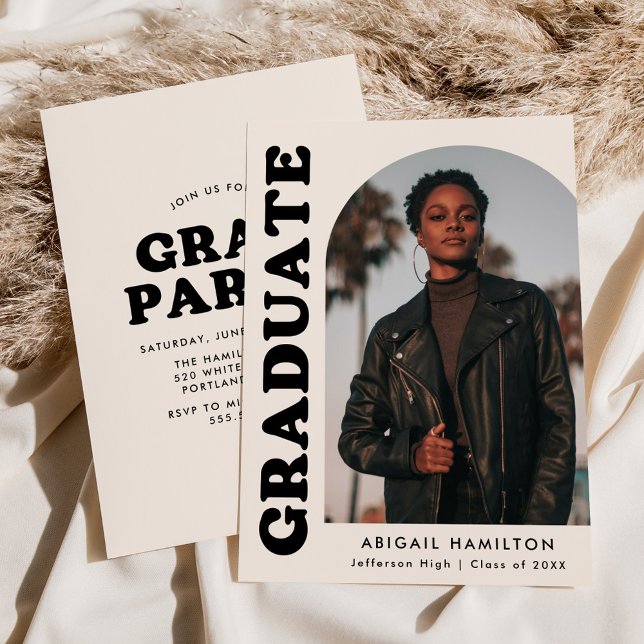 Graduierungspartei für das Foto von Bogencreme Einladung (Von Creator hochgeladen)