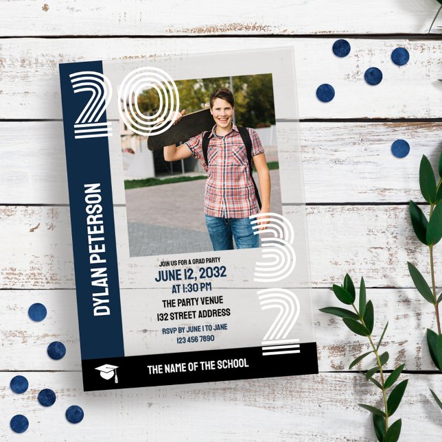 Graduierungspartei für Fotos mit schwarzen Multili Acryleinladungen (Von Creator hochgeladen)