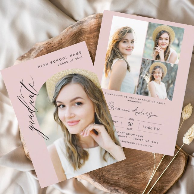 Graduierungspartei für Minimalistisches Foto in Ro Einladung (Von Creator hochgeladen)