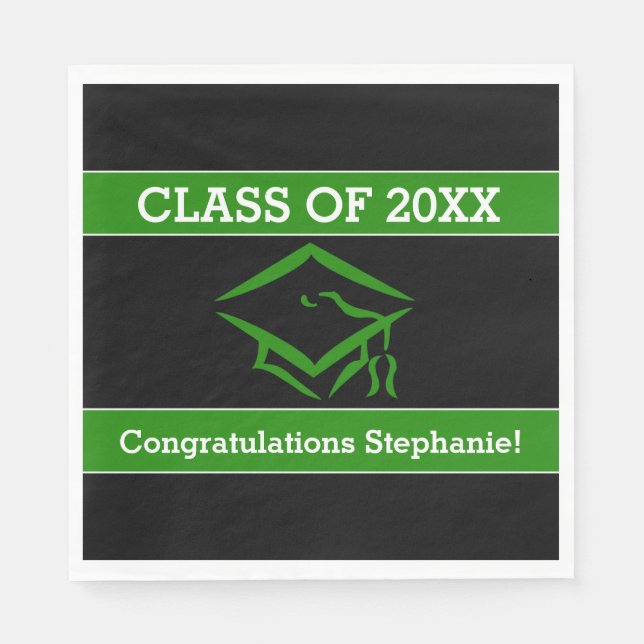 Graduierungspartei für Schwarz und Grün Serviette (Vorderseite)