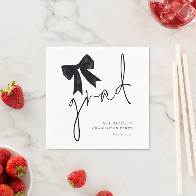 Graduierungspartei für Schwarzer Bow-Grad-Skriptna Serviette (Beispiel)