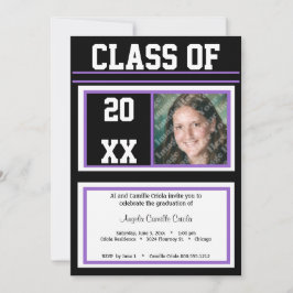 Graduierungspartei für Schwarzes und Lila Foto Einladung