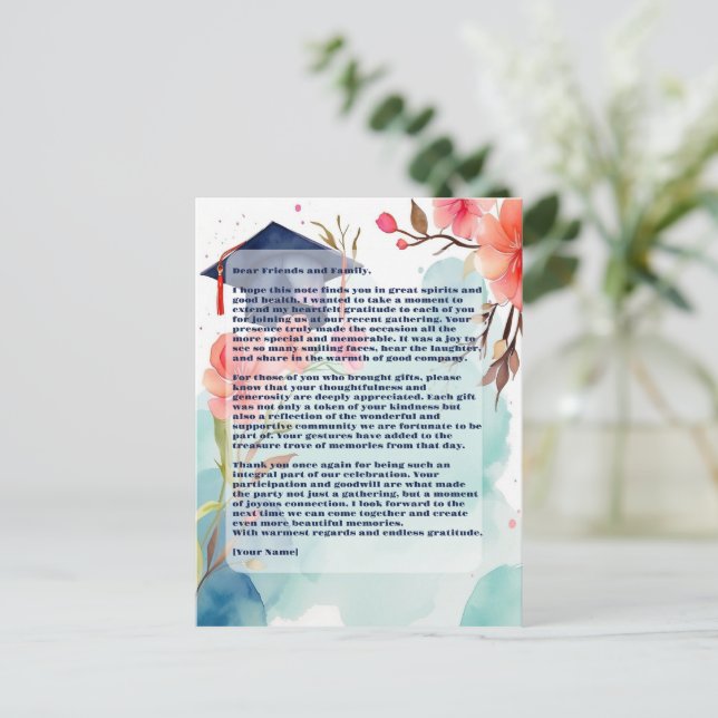 Graduierungspartei für Wasserfarben Postkarte (Stehend Vorderseite)