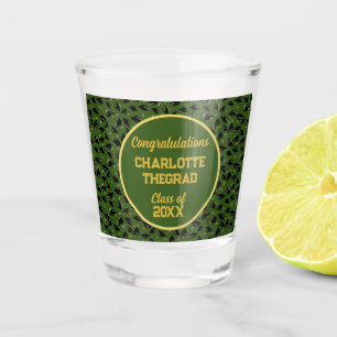 Graduierungspartei Gratulationen Grün und Gold Schnapsglas