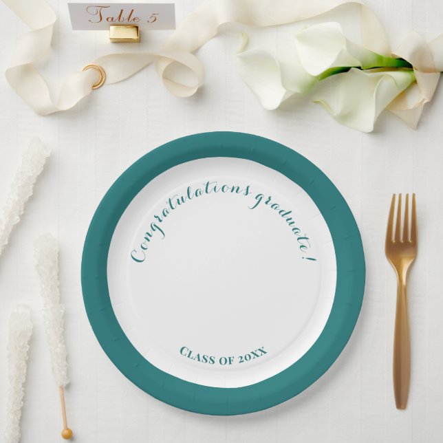 Graduierungspartei Green und White Simple Pappteller (Hochzeit)