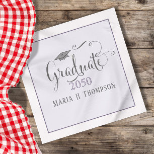 Graduierungspartei - Lila Skript Serviette