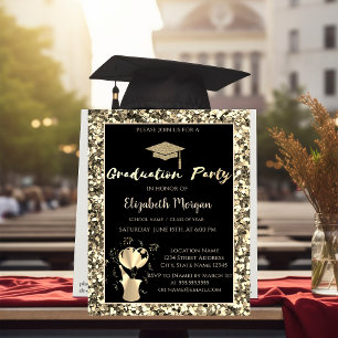 Graduierungspartei mit Gold Graduation Cap Sequins Einladung