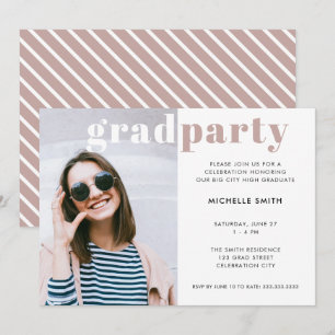 Graduierungspartei Moderne Typografie Custom Foto Einladung