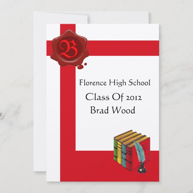 GRADUIERUNGSPARTEI, Monogramm des Siegels aus weiß Einladung (Vorderseite)