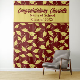 Graduierungspartei Personalisiertes Foto Op Maroon Wandteppich