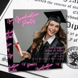 Graduierungspartei rosa Neon Moderne Einladung