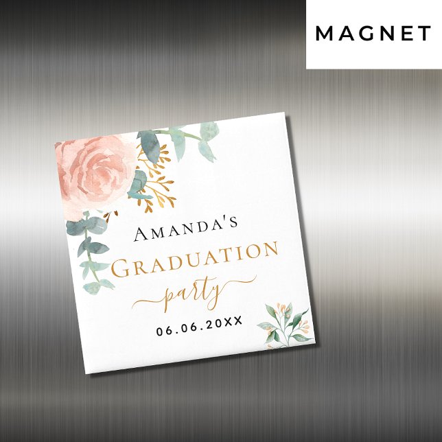 Graduierungspartei Rose Gold florale Save the Date Magnet (Von Creator hochgeladen)
