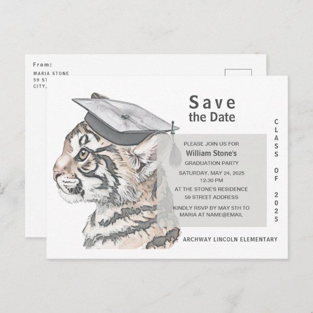 Graduierungspartei Save the Date Einladung Postkar (Vorne/Hinten)