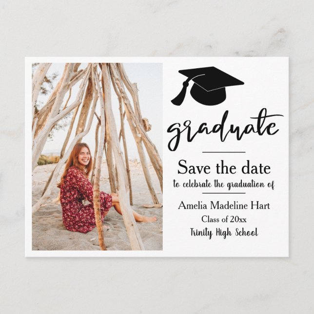 Graduierungspartei | Save the Date Graduate Foto Postkarte (Vorderseite)