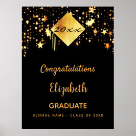 Graduierungspartei schwarze goldene Sterne Absolve Poster