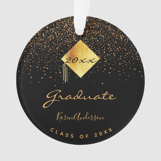 Graduierungspartei schwarzes Gold Ornament (Vorderseite)