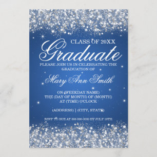 Graduierungspartei Sparkling Glitzer Blau Einladung