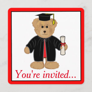 Graduierungspartei Teddy Bear Cap and Gown Einladung