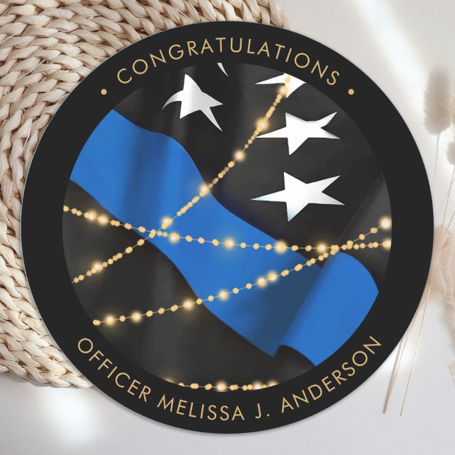 Graduierungspartei Thin Blue Line Runder Aufkleber (Von Creator hochgeladen)