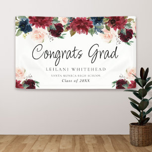 Graduierungspartei Wasserfarbe Burgund Blüte Banner