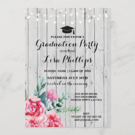 Graduierungspartei Wasserfarben Blumenholz Einladu Einladung