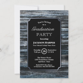 Graduierungspartei Wood Silver Border Einladung