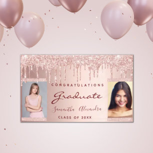 Graduierungsparty 2023 Foto Rose Gold Glitzer Trop Banner