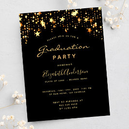 Graduierungsparty 2023 schwarze goldene Sterne Postkarte