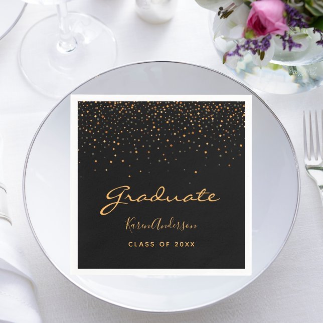Graduierungsparty 2025 Absolvent schwarzes Gold Serviette (Von Creator hochgeladen)