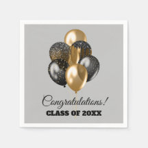 Graduierungsparty Black and Gold Balloons Gray