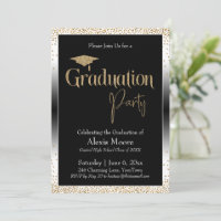 Graduierungsparty Black & White Ombre Gold Confett