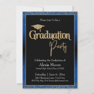 Graduierungsparty Blue Ombre Confetti Einladung