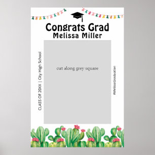 Graduierungsparty Cactus Fiesta Stand Frame Poster