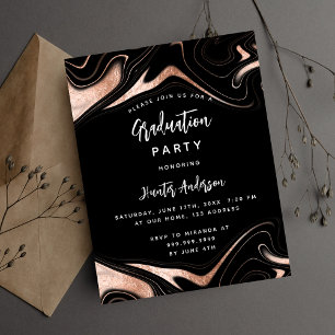 Graduierungsparty - Einladung in Gold der schwarze