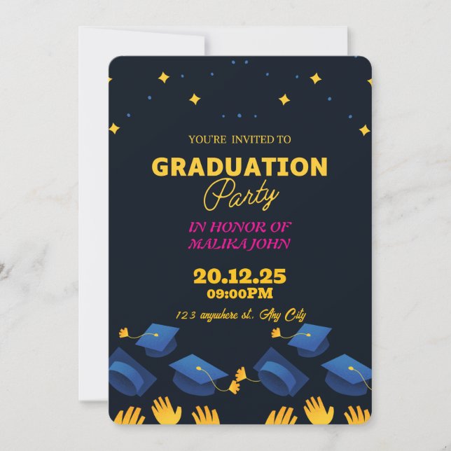 Graduierungsparty Einladung mit Foto (Vorderseite)