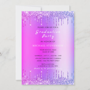 Graduierungsparty Einladung Rosa Neon Gold Glitzer