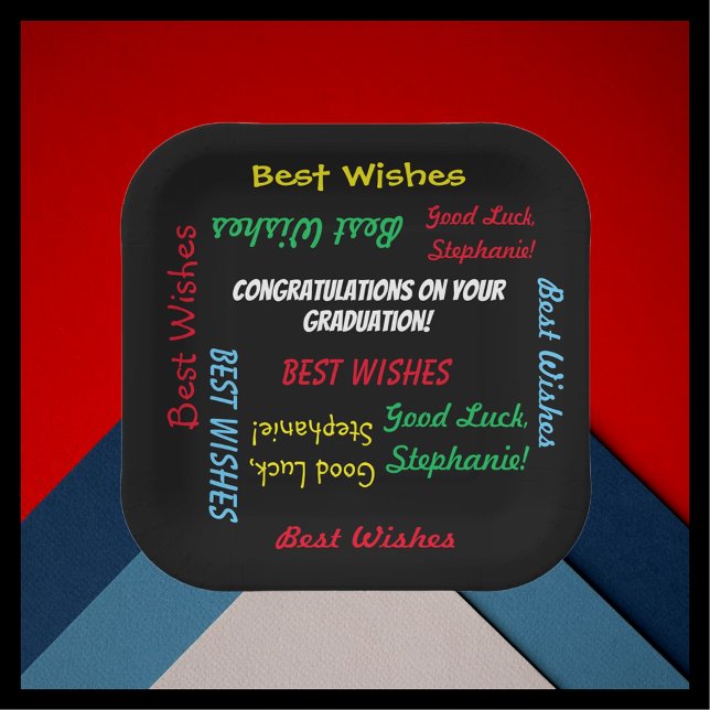 Graduierungsparty farbenfrohe FUN Square oder Roun Pappteller (Von Creator hochgeladen)